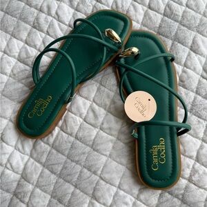 Camila Coelho Emerald Green Strappy Sandals New With Tags Size 8M